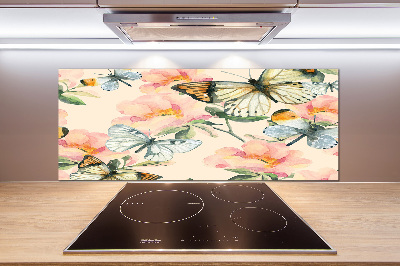 Kitchen splashback Butterflies and flowers