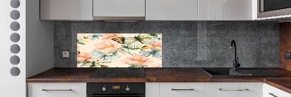 Kitchen splashback Butterflies and flowers