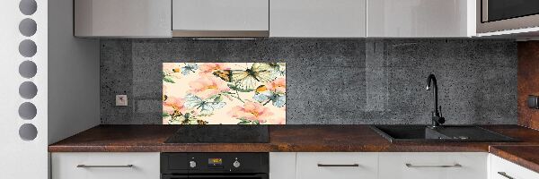 Kitchen splashback Butterflies and flowers