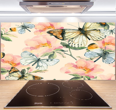 Kitchen splashback Butterflies and flowers