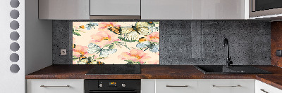 Kitchen splashback Butterflies and flowers