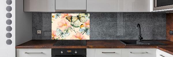 Kitchen splashback Butterflies and flowers