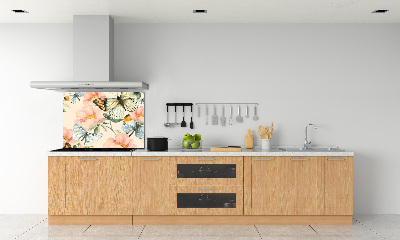 Kitchen splashback Butterflies and flowers