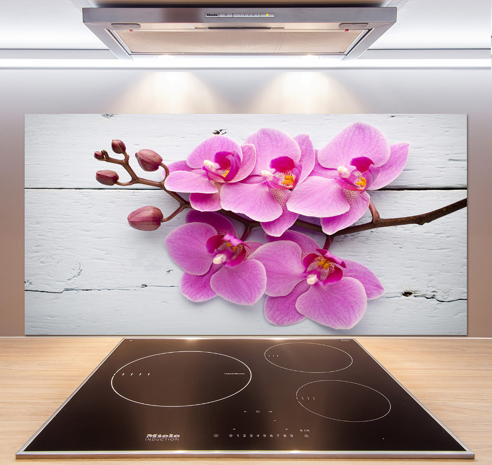 Kitchen wall panels Orchid on wood