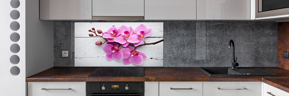 Kitchen wall panels Orchid on wood