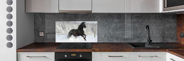 Glass splashback Snow horse at the gallop