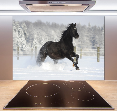 Glass splashback Snow horse at the gallop