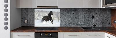 Glass splashback Snow horse at the gallop