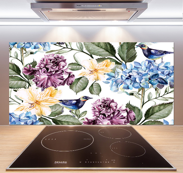 Kitchen wall panels Flowers and birds