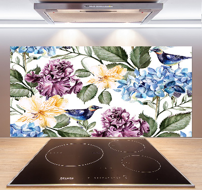 Kitchen wall panels Flowers and birds