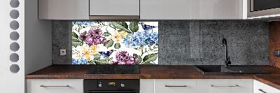 Kitchen wall panels Flowers and birds