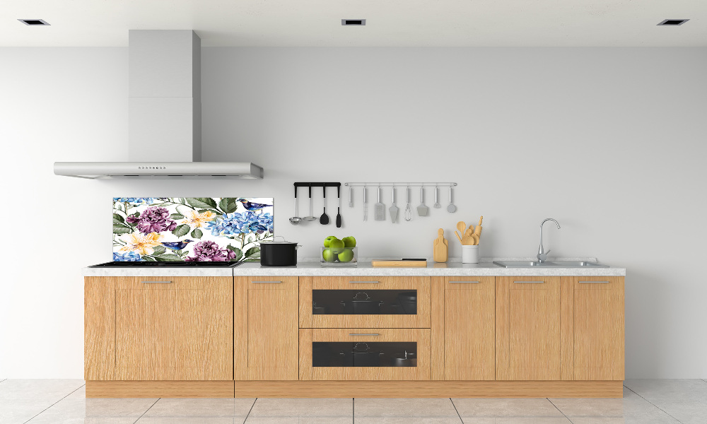 Kitchen wall panels Flowers and birds