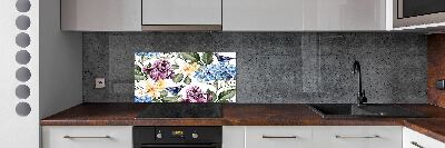 Kitchen wall panels Flowers and birds