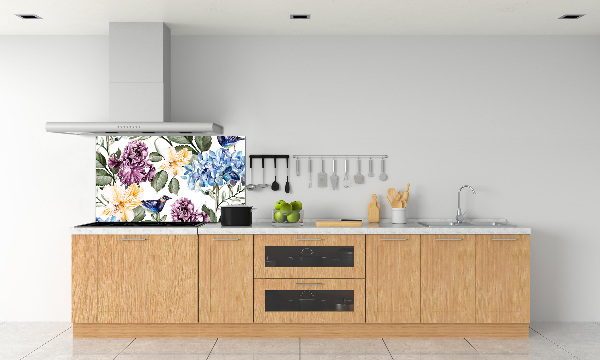 Kitchen wall panels Flowers and birds