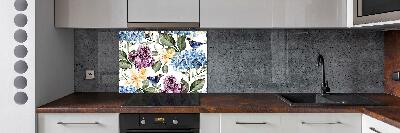 Kitchen wall panels Flowers and birds