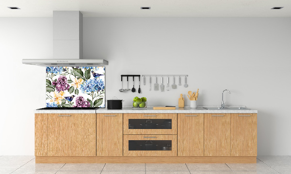 Kitchen wall panels Flowers and birds