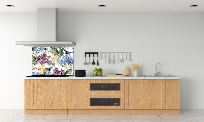 Kitchen wall panels Flowers and birds