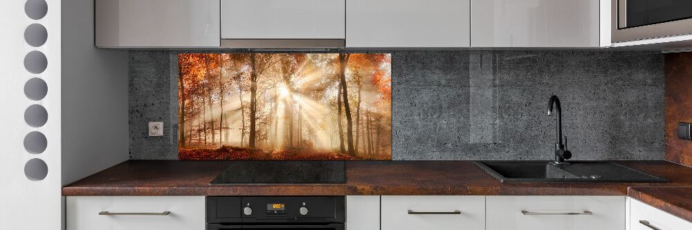 Kitchen splashback Fog in the Forest Autumn