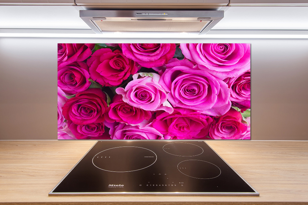 Hob splashback A bouquet of pink roses