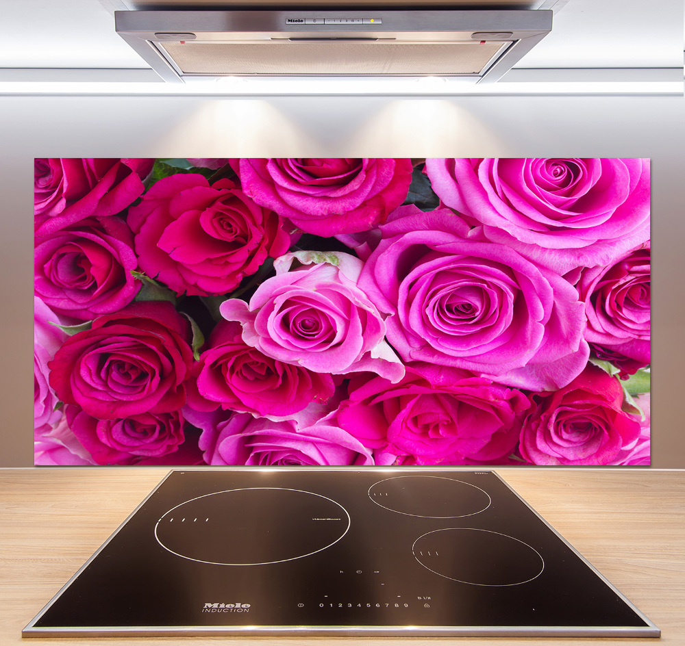 Hob splashback A bouquet of pink roses