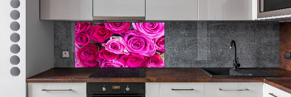 Hob splashback A bouquet of pink roses