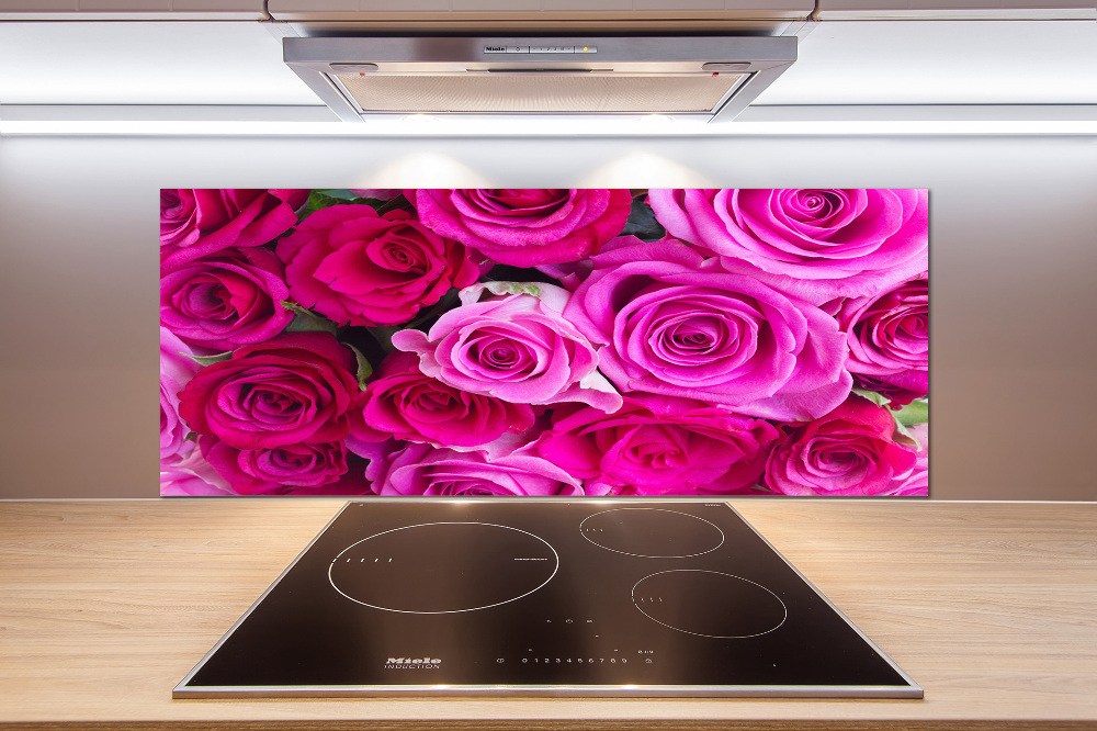 Hob splashback A bouquet of pink roses