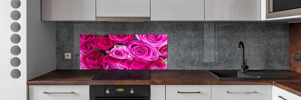 Hob splashback A bouquet of pink roses