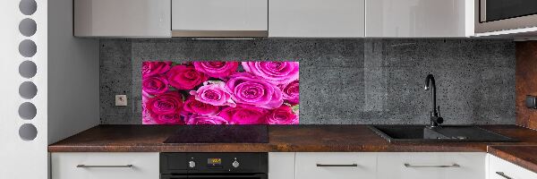 Hob splashback A bouquet of pink roses