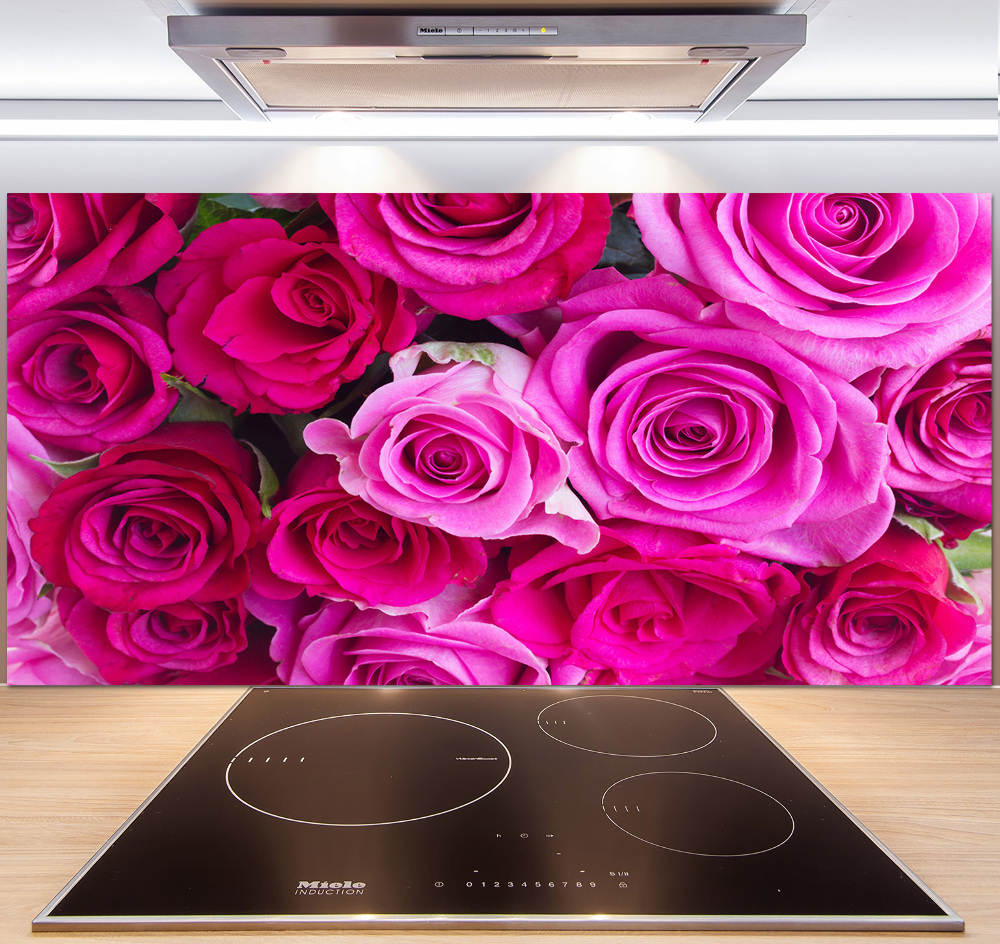 Hob splashback A bouquet of pink roses