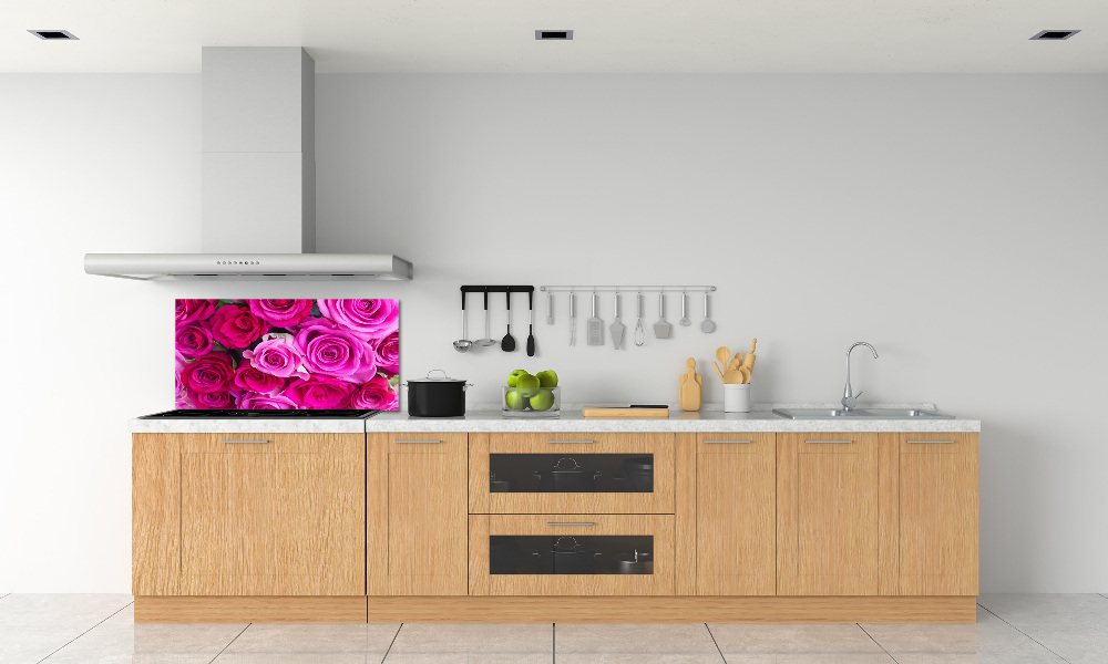 Hob splashback A bouquet of pink roses