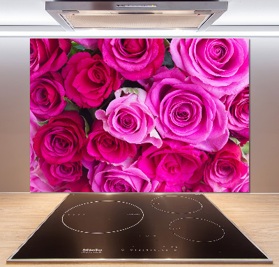 Hob splashback A bouquet of pink roses