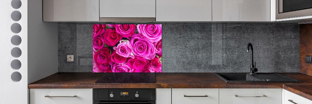 Hob splashback A bouquet of pink roses