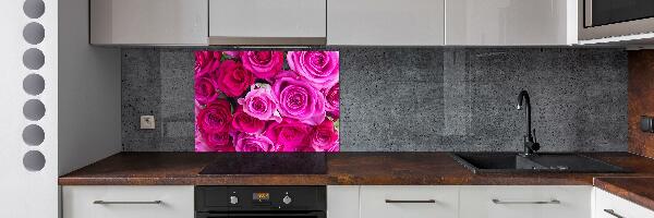 Hob splashback A bouquet of pink roses