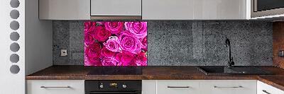 Hob splashback A bouquet of pink roses