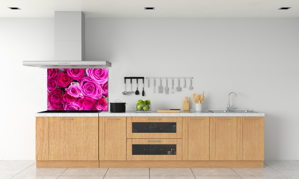 Hob splashback A bouquet of pink roses