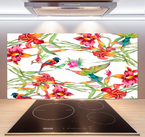 Kitchen splashback Exotic birds