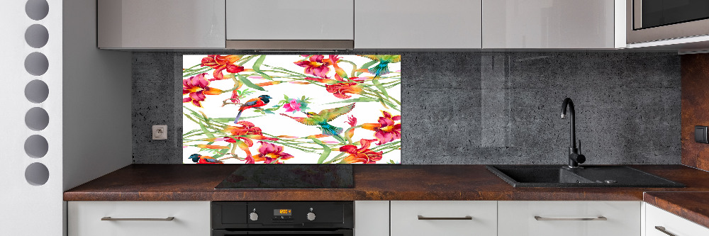 Kitchen splashback Exotic birds