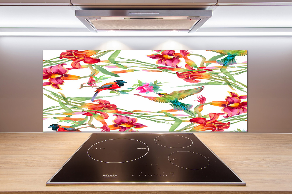 Kitchen splashback Exotic birds