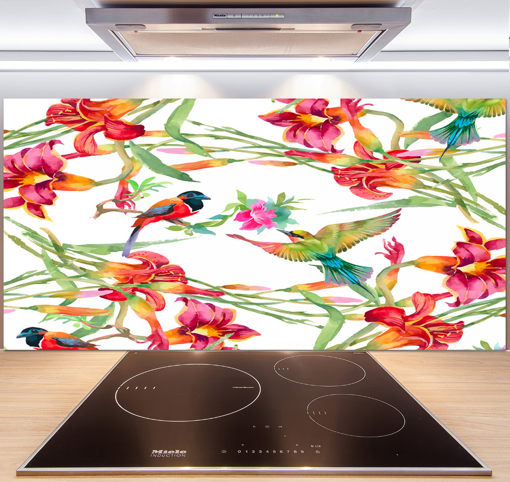 Kitchen splashback Exotic birds