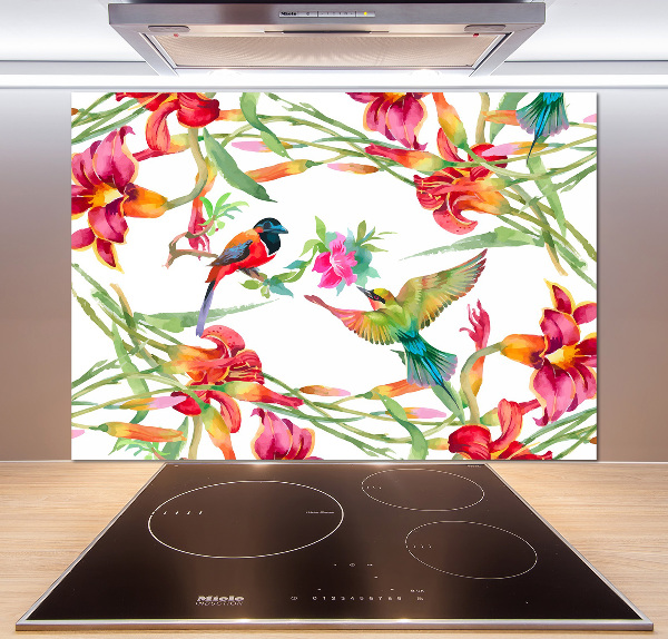 Kitchen splashback Exotic birds