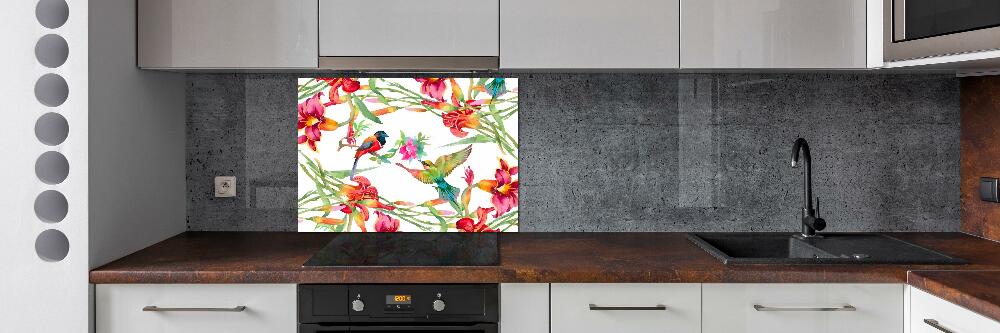 Kitchen splashback Exotic birds