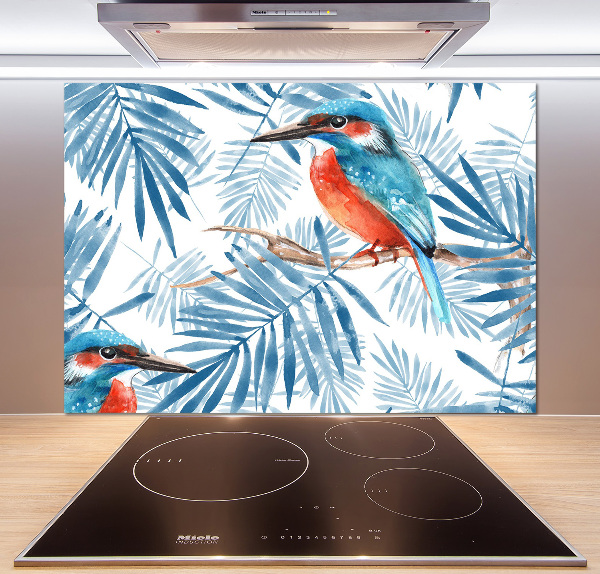 Kitchen splashback Plants and bird