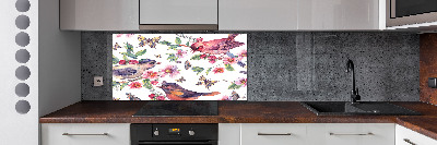 Kitchen splashback Birds butterflies cherries