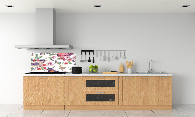 Kitchen splashback Birds butterflies cherries