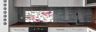 Kitchen splashback Birds butterflies cherries