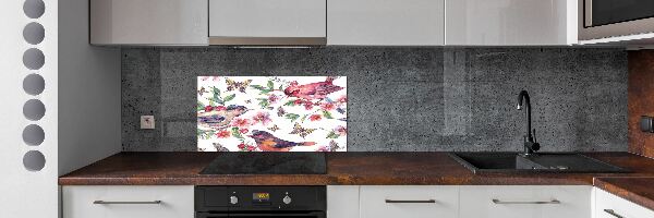 Kitchen splashback Birds butterflies cherries