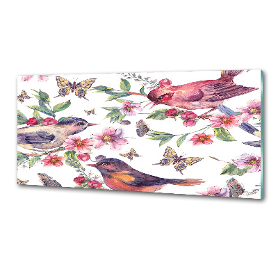 Kitchen splashback Birds butterflies cherries