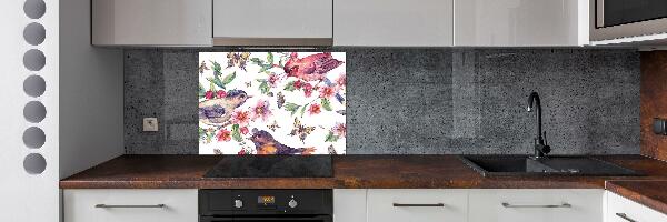 Kitchen splashback Birds butterflies cherries