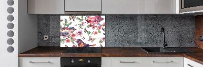 Kitchen splashback Birds butterflies cherries