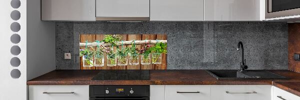 Cooker splashback Herbs in jars